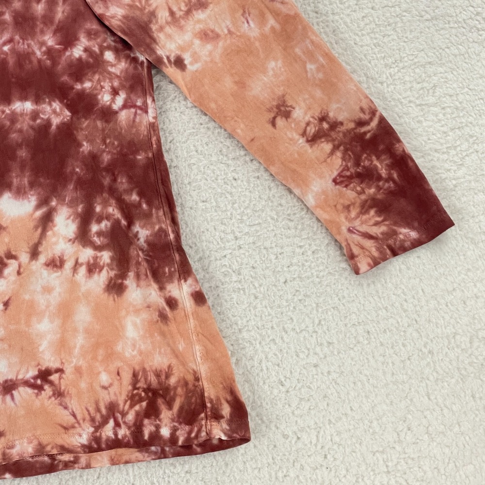 We the Free People Be Free T-Shirt Women Small Orange Tie-Dye Long Sleeve Casual - Picture 4 of 13